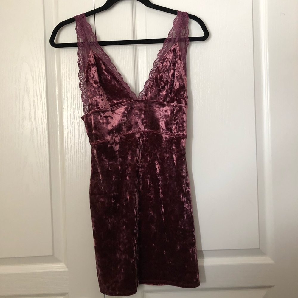 Free People velvet dress w lace straps